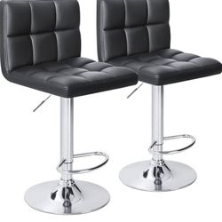 Homall Bar Stools Modern PU Leather Adjustable Swivel Barstools, Armless Hydraulic Kitchen Counter Bar Stool Extra Height Square Island Barstool with 