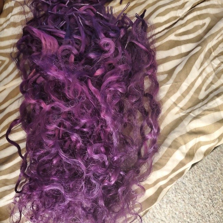 Purple Itip Remy Human Hair  Kinky Curly