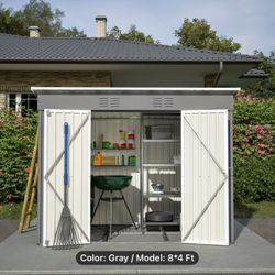 $280 firm!!! 8’x4’ Metal Storage Shed in box with Base, for Approximate measurements see pictures with 2 front doors. NO HOLDS!!! 