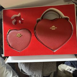 red Coach Heart Crossbody bag set