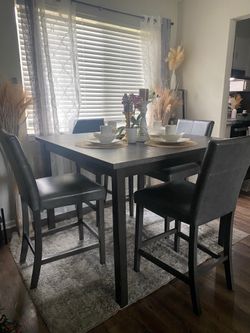 Grey Countertop height 4 piece dining table