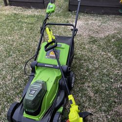 48volt 17in Push Walk Mower With String Trimmer