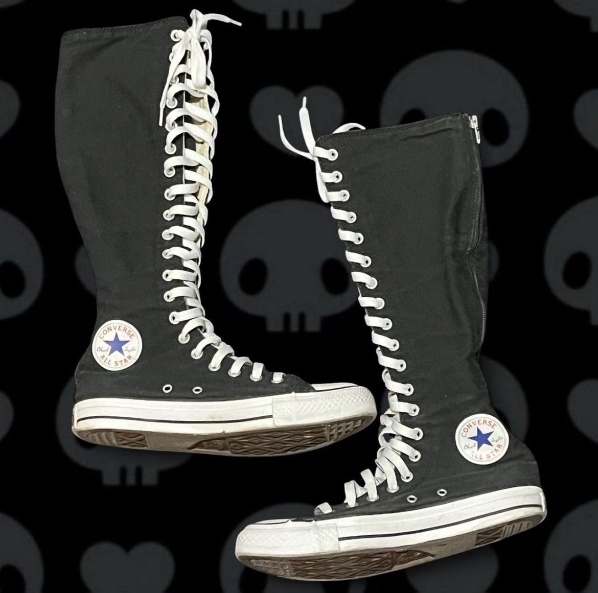 vintage knee high black and white converse women’s us size 9