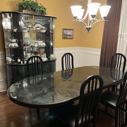 Italy Dining Table and Chairs, China Cabinet