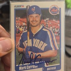 Mark Carreon New York Mets Card Signed 