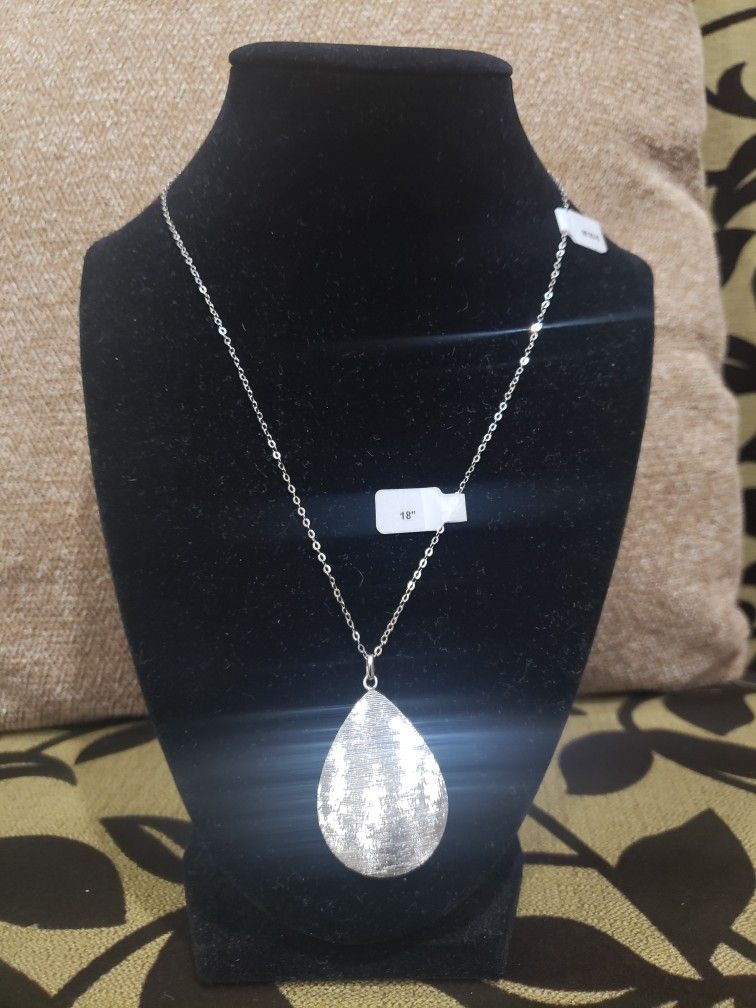 Pear Shape Sterling Silver Pendant Necklace