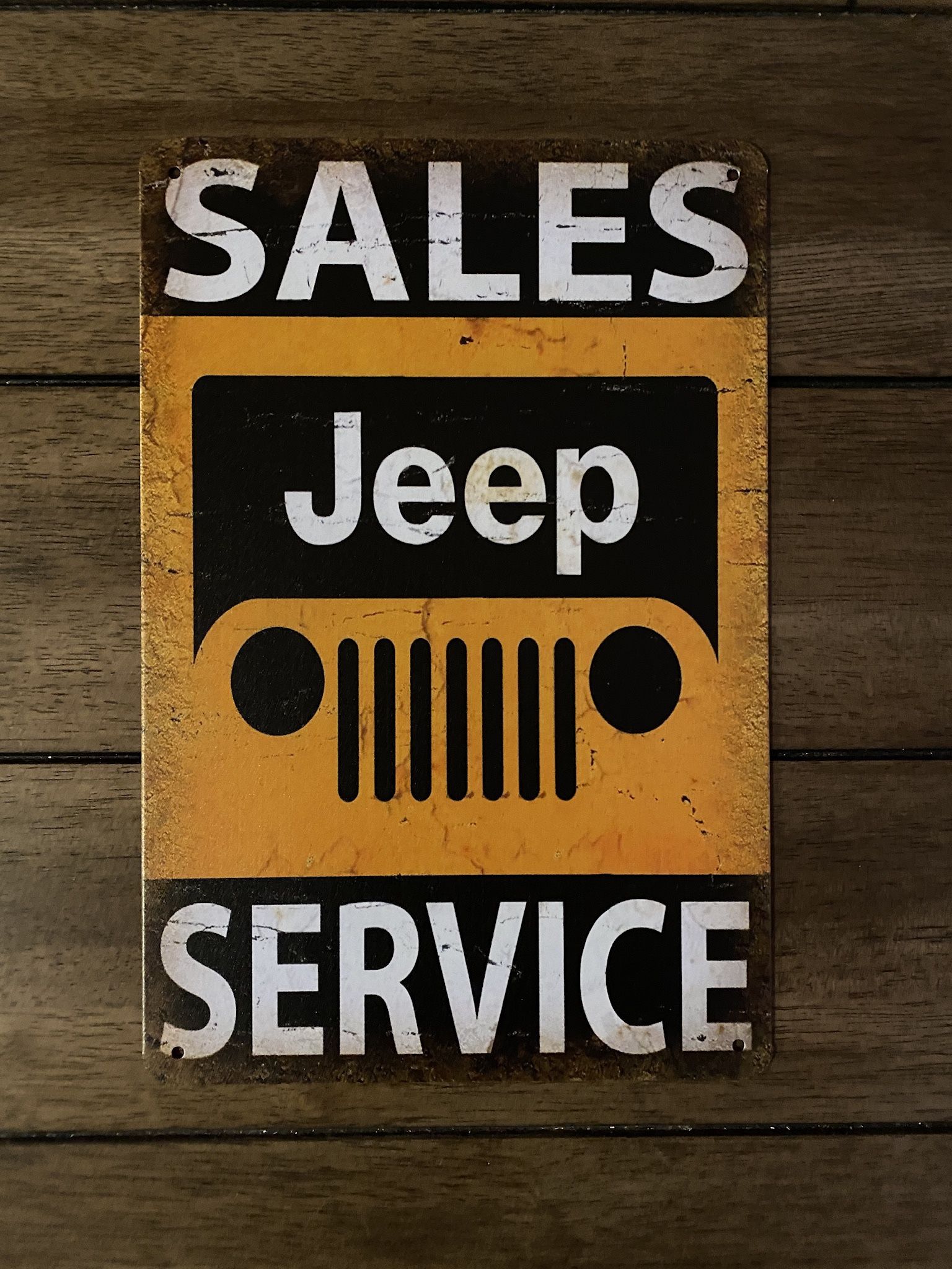 Jeep Sales and Service Vintage Style Antique Collectible Tin Metal Sign Wall Decor