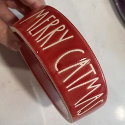 Merry Catmas Red Kitty Cat Bowl Pet Dish- Rae Dunn