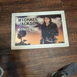 VINTAGE 80S RARE MICHAEL JACKSON KING OF POP OLD SCHOOL 3D, 26" X 18"