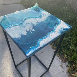 Handmade Abstract Ocean Design Table 