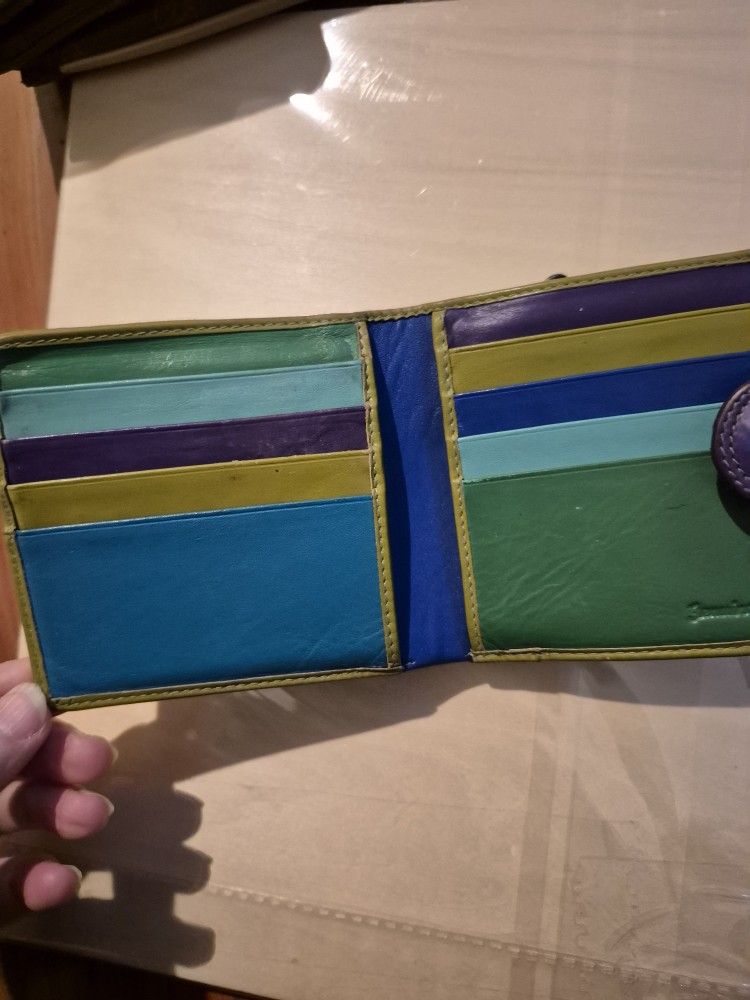 Genuine Leather Wallet Multi Color Muted Tones