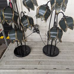 Vintage Glass Lamp Set Of 2