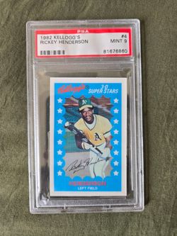 RICKEY HENDERSON 1982 Kellogg's #4 PSA Graded Card MINT 9 MLB Oakland A's