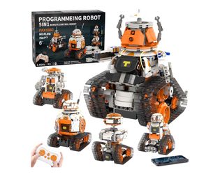 5in1 STEM Robot Building Toys, App & Remote Control STEM Space Robot Building Kits, 756Pcs DIY STEM Building Sets Erector Set Gifts for Boys Girls