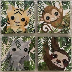 Safari Animal Wall Art – Set of 4 (Nursery/Child’s Room)