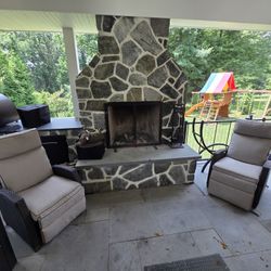 Outdoor Reclining Chairs - Wicker With Cushions 