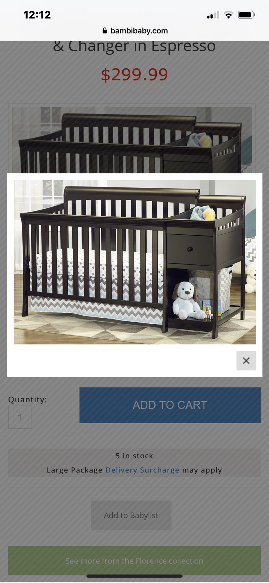 Sorelle Florence 4n1 crib and changing table