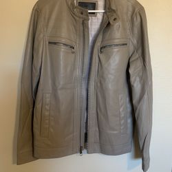 Men’s Calvin Klein ZipperJacket Polyurethane Tan Small. Good Used Condition.