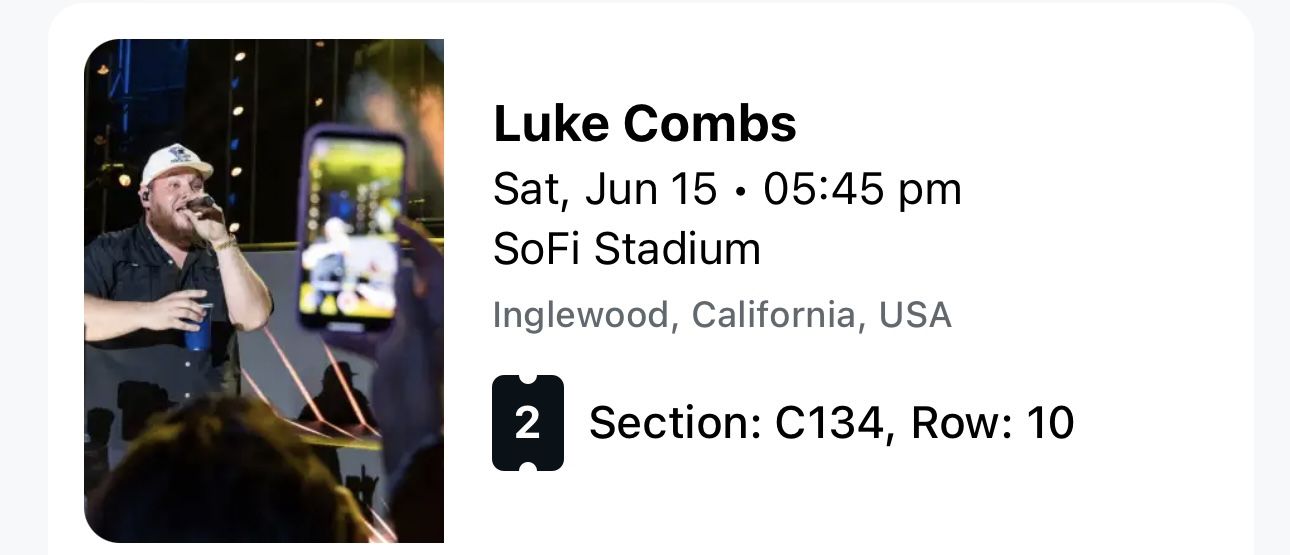 Luke Combs tickets 6/15 at SoFi stadium