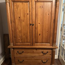 Tall Wooden Armoire With Drawers