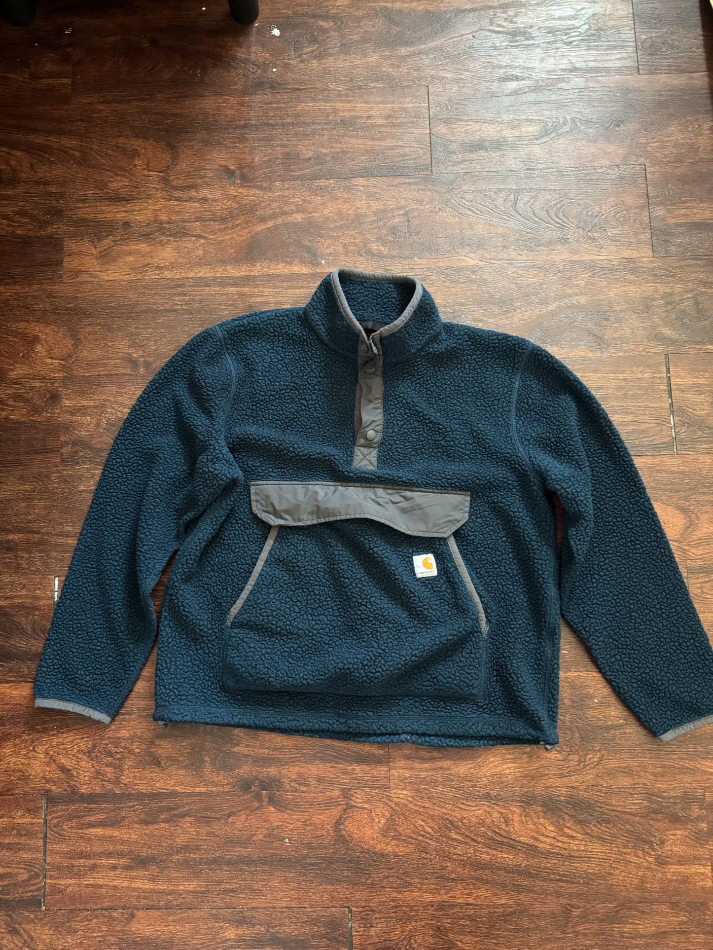 Carhartt Fleece Pullover Relaxed Fit Sherpa Green Gray With Size Medium