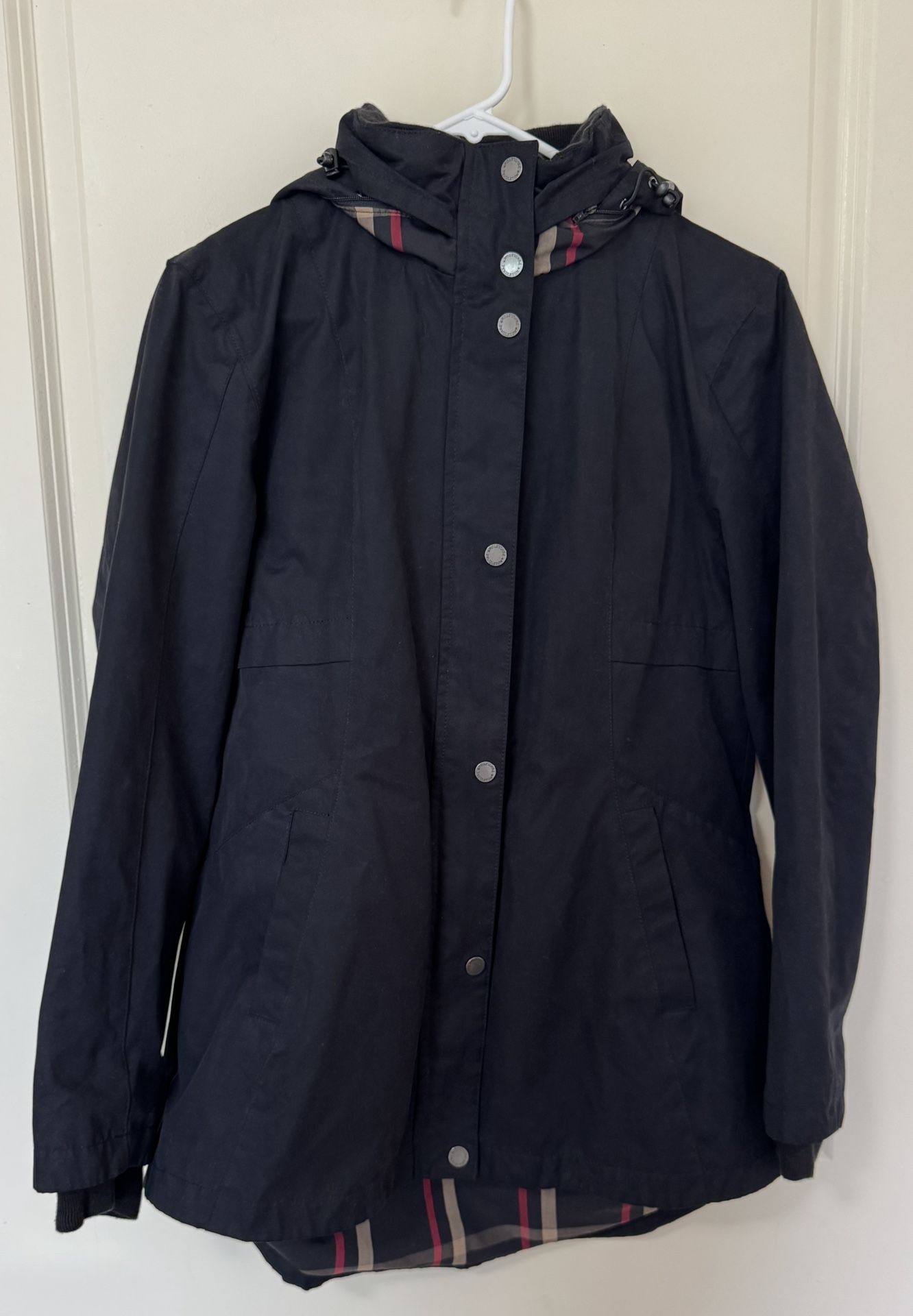 Pendleton Jacket Women Black Red Plaid Lined Hooded Outdoor Size S