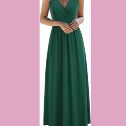 Womens Size (Large) Summer Maxi Dress V Neck Spaghetti Strap Dress with Pockets
