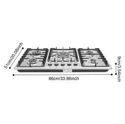 5 Burner Built-in Gas Cooktop Stainless Steel