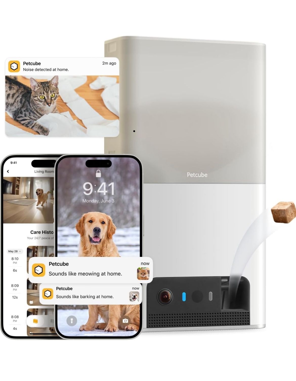 Petcube Bites 2 Lite Interactive WiFi Pet Monitoring Camera with Phone App and Treat Dispenser, 1080p HD Video, Night Vision, Two-Way Audio, Sound and