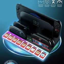 SUPCASE for Nintendo Switch 2 Joy Con Controllers Charger, [9 Game Card Storage] [Ambient Lighting] All-in-one Organization Accessories for Switch 2, 