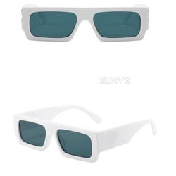 Stylish Dark Green Lens White Frame Luxury Sunglasses Unisex 