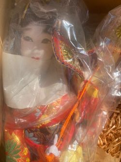 Vintage Asian Doll and Glass Display Case - Vietnam War Era