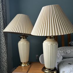 Vintage Ceramic & Brass Table Lamps – Set of 2 ✨