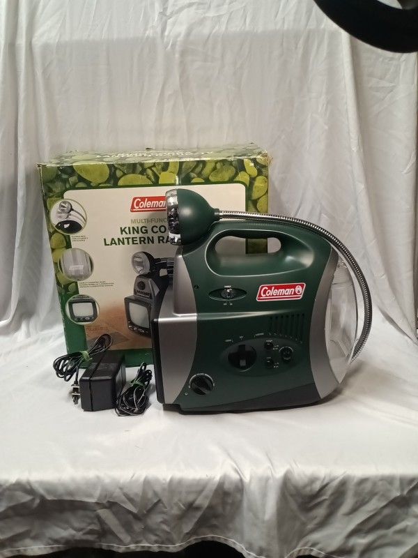 Coleman King Cobra Multi-Function Lantern, AM/FM Radio, B/W 5” TV New- Open Box
