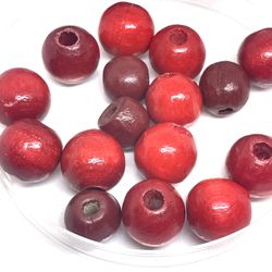Lot Of 68 Red Wooden Beads