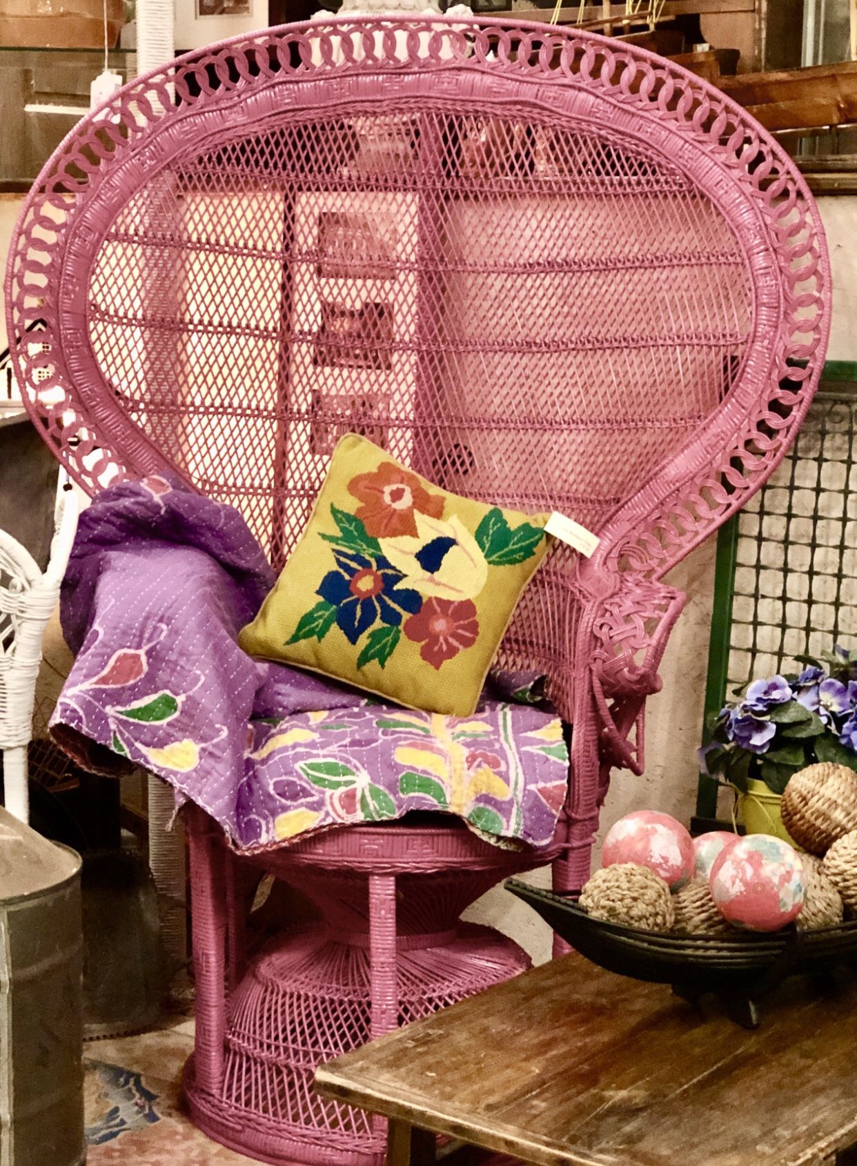 Vintage Fuchia Peacock Chair