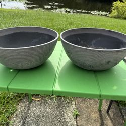 Pair Of Resin Flower Pots 