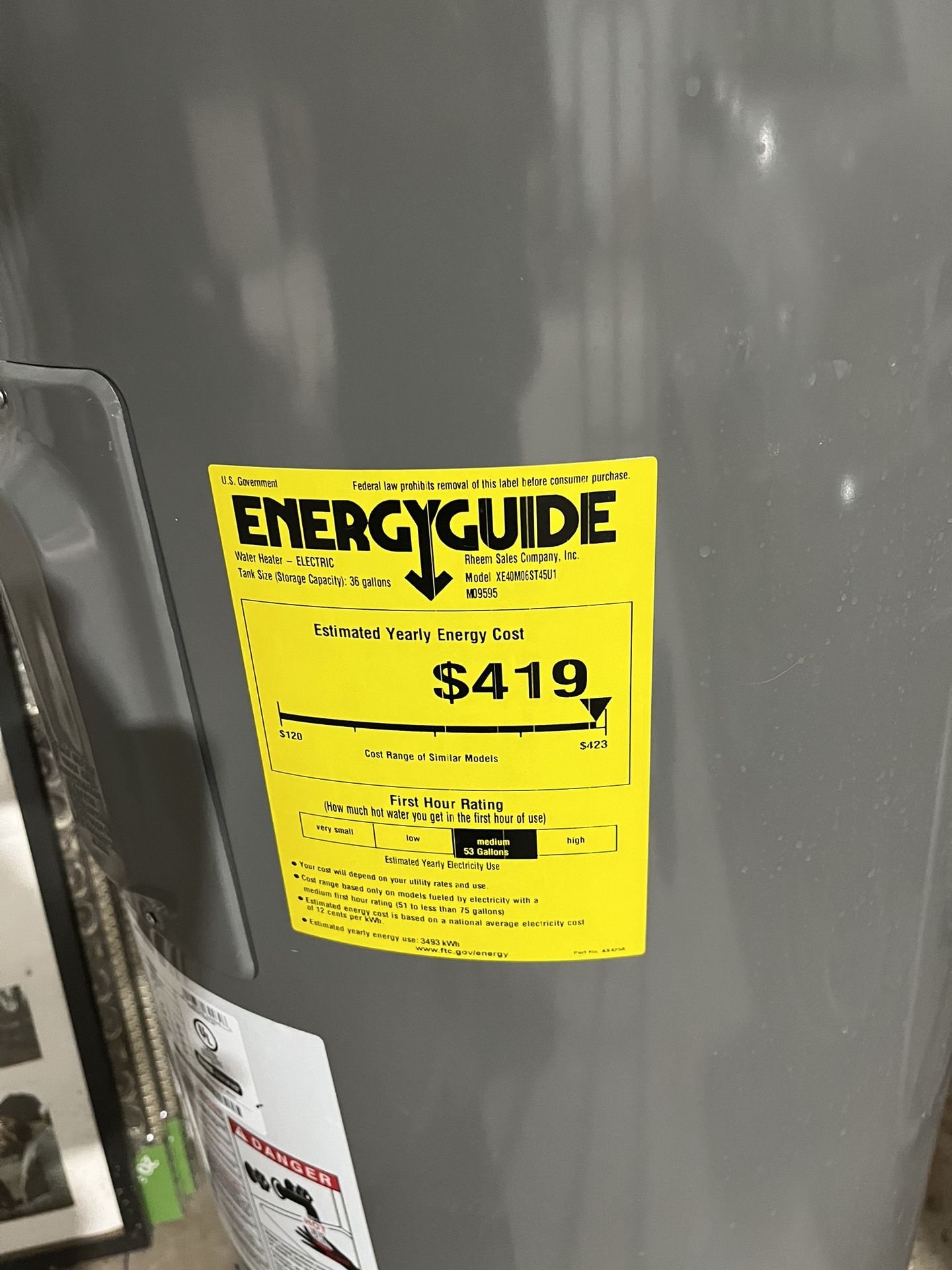 Rheem 40 Gal. Electric Hot Water Heater