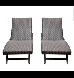 Outdoor Wicker Chaise Lounge Chairs Set of 2