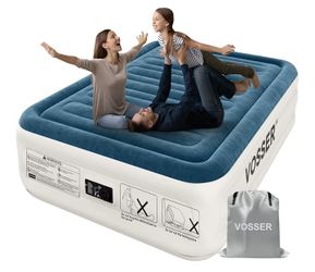 Queen Air Mattress with Built-in Pump,18'' Raised Blow Up Mattress, Leak-Proof Air Bed with Storage Bag, Flocked Top Inflatable Mattress for Home