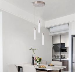Brushed Nickel 3-Light Cylinder Crystal Pendant