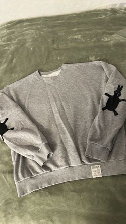 Graver Gray Crewneck Sweatshirt with Bunny Patches