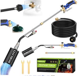 Propane Torch Weed Burner Kit, High Output With Long/Short Mode, 12.5FT Hose Heavy Duty Blow Torch Flamethrower With Self Igniter And Turbo Trigger Fo