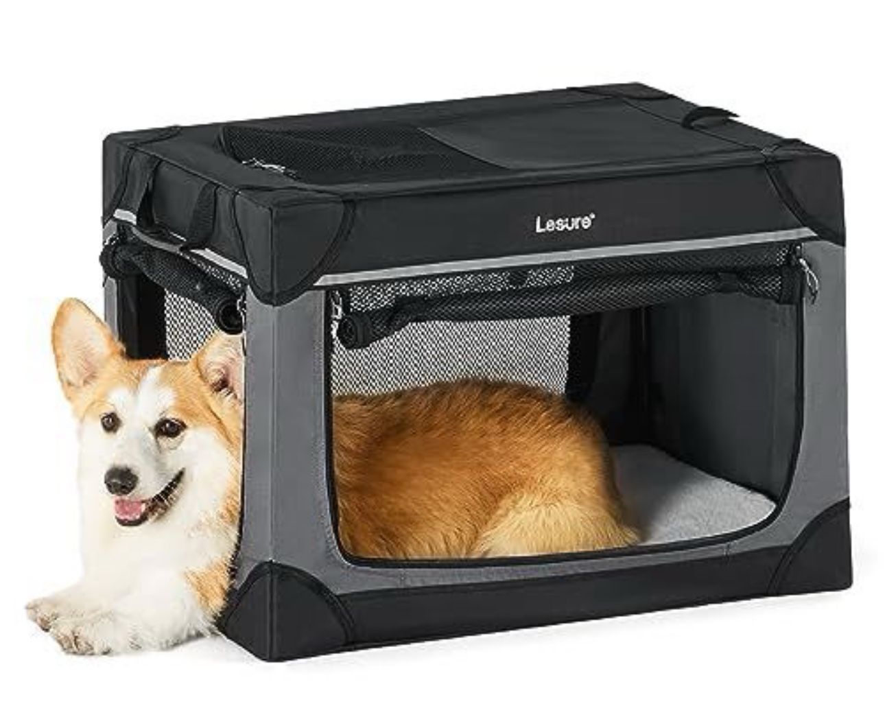 (new) Lesure Collapsible Dog Crate - Small 26 Inch (Black) - Portable, Durable