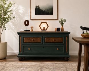 Refinished Vintage Hunt Club Green Dresser/TV Stand