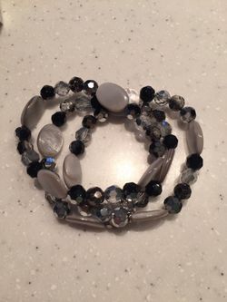 Cookie Lee White and Black Beaded Bracelets
