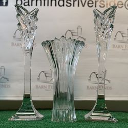 Glass Candle Holders and Vase