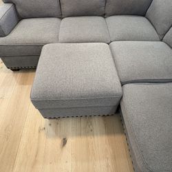 Thomasville Emilee Fabric Sectional with Storage Ottoman