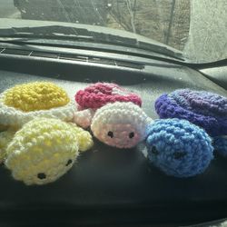 Handmade Crochet Family Of Turtles Colorful And Cute 
