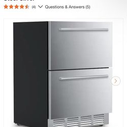COWSAR 23.4 in. 5 cu. ft. Undercounter Freestanding/Built-in Double Drawer Refrigerator in Stainless Steel Silver,it has some scratches an small dent 